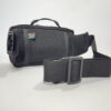 Back of the killat Kota Moon handlebar hip bag with black, blue and orange on a white background